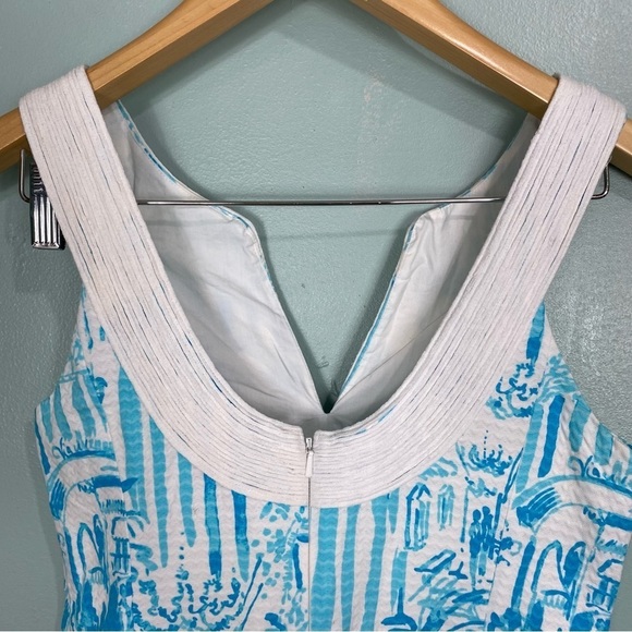 Lilly Pulitzer 21049 Blue White Valli Shift Toile La Via Dress Sz 2 Sleeveless - Picture 5 of 6